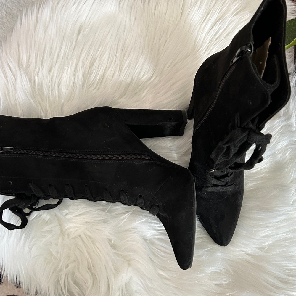 ASOS • “ELICIA” Black Lace-up Heeled Booties - Picture 11 of 13